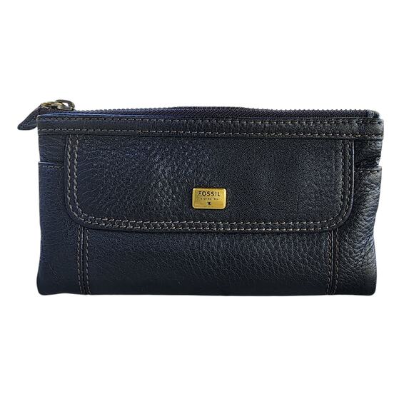 Fossil Emma Pebbled Leather Bi-Fold Wallet Clutch - Picture 1 of 12